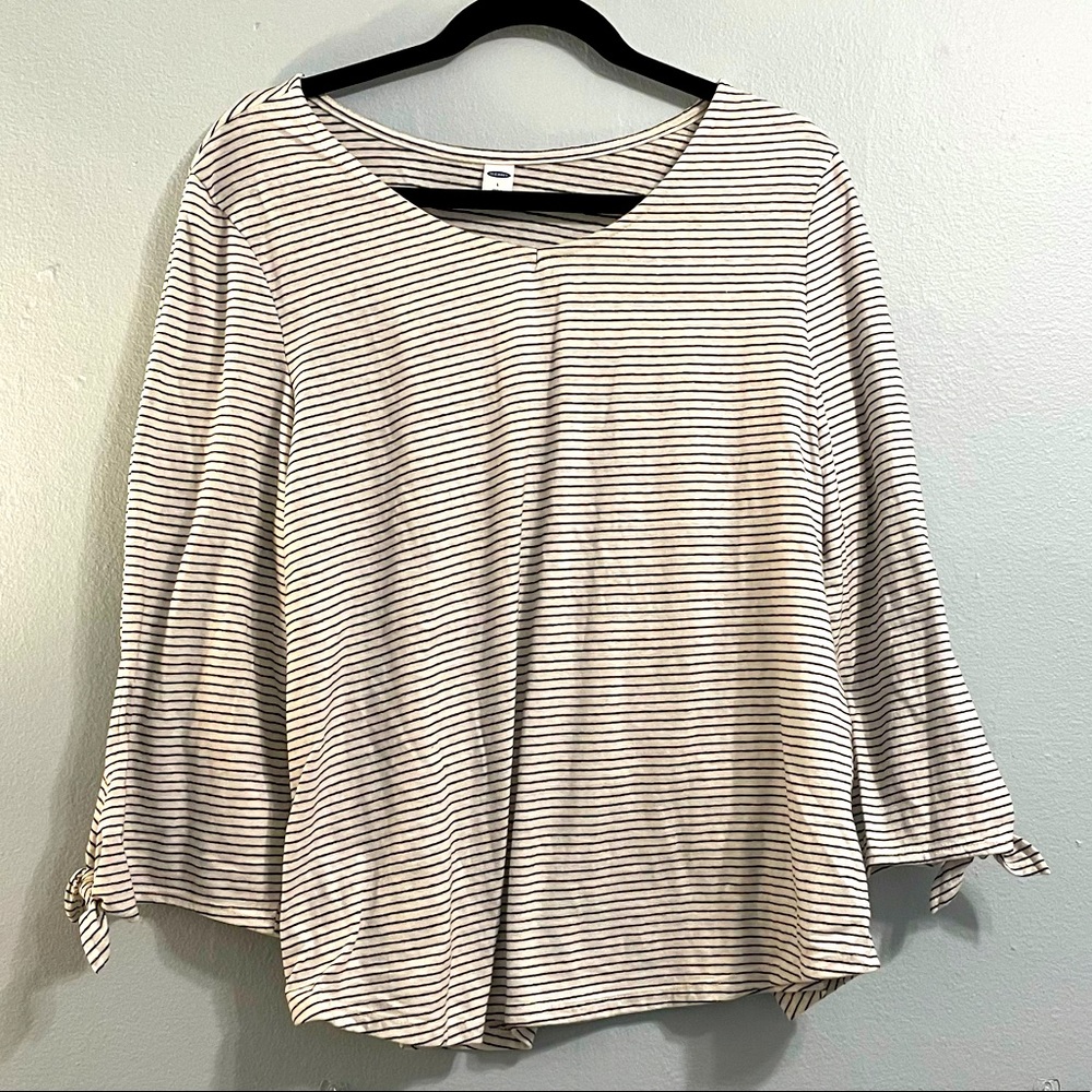 Three quarter sleeve striped top